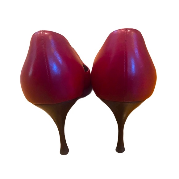 Prada Burgundy Leather Stiletto Pumps - Picture 4 of 6